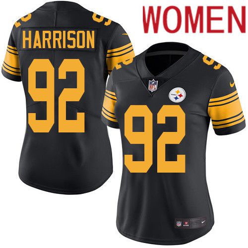 Women Pittsburgh Steelers #92 James Harrison Nike Black Vapor Limited Rush NFL Jersey